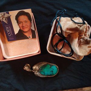 Cody Sanderson large turquoise and silver pendant necklace